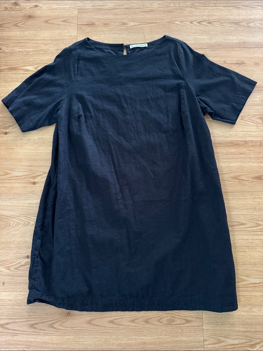 Abercrombie & Fitch Black Short-Sleeve Linen Tshirt Dress XXLT Classic Plus Size